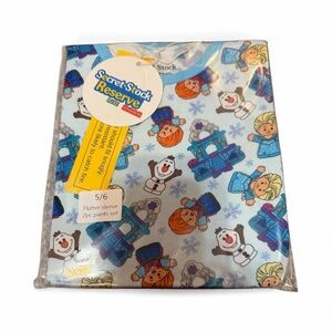 Luxe Kids Bamboo Pajama Set - Blue and White with Snowy Frozen Character Prints